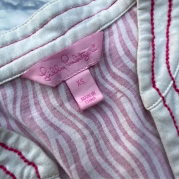 Lilly Pulitzer Pink and White Zebra Print Sleeveless V-Neck Top Tank Top Size XS - Picture 6 of 7